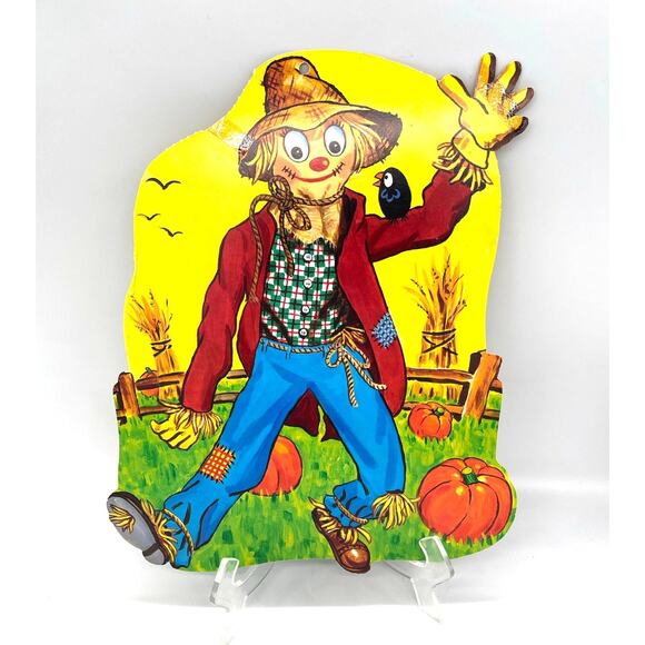 Vintage Peck USA Halloween Die Cut Scarecrow Decoration Dbl Sided 14"x11.5" #2 - Picture 1 of 4